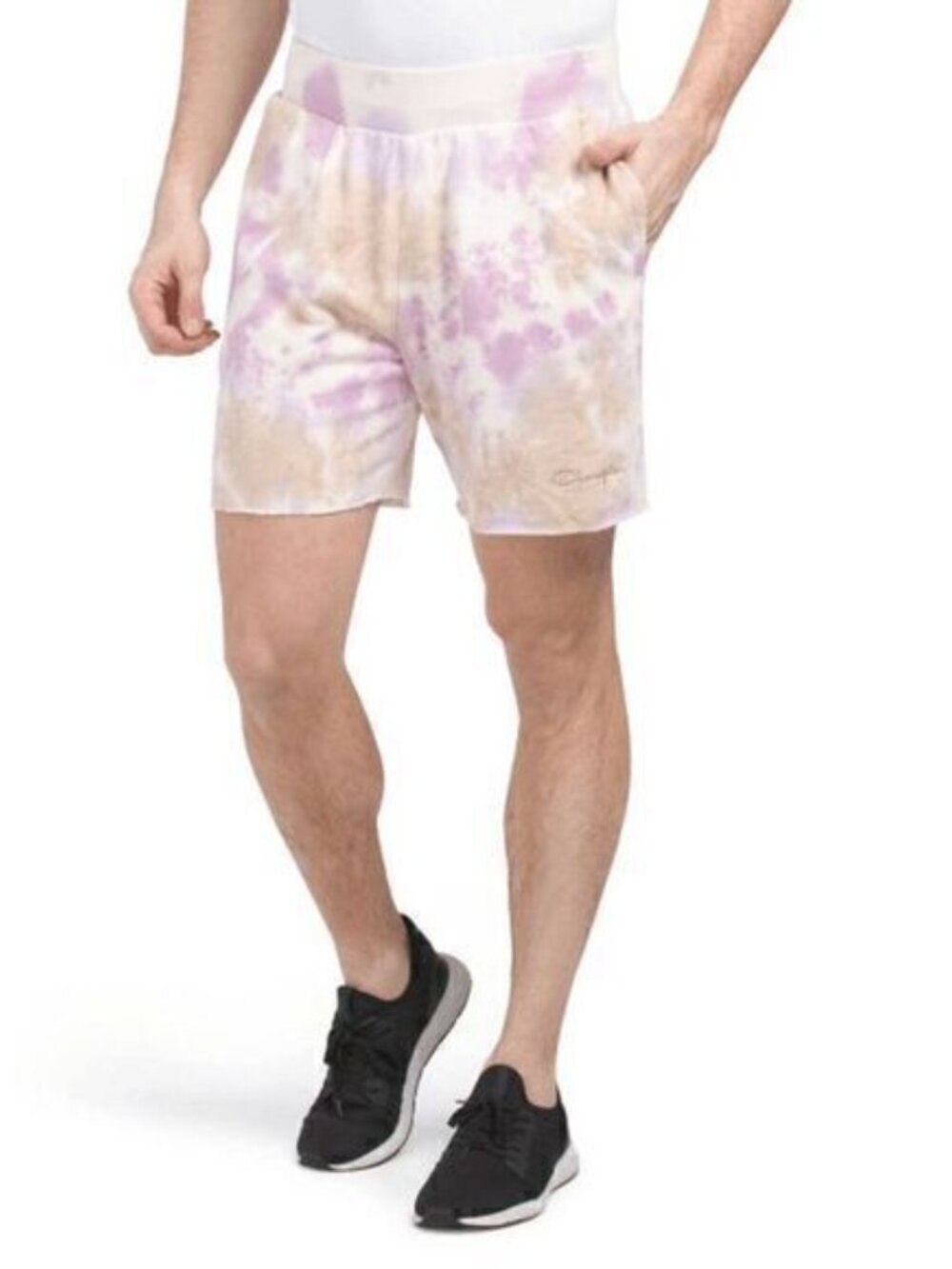 Champion Mens Purple White Tan Tie Dye Active Sweat Shorts Size Medium